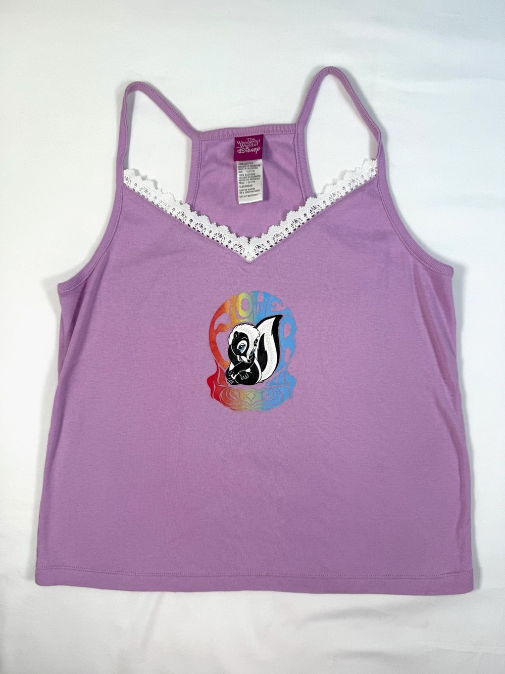 DISNEY Girls L‎ Camisole Vintage 2006 Sleepwear Flower From Bambi Graphic Lace